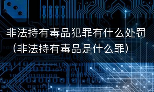 非法持有毒品犯罪有什么处罚（非法持有毒品是什么罪）