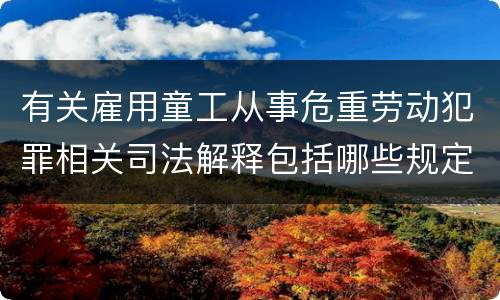 有关雇用童工从事危重劳动犯罪相关司法解释包括哪些规定