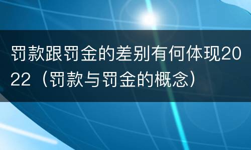 罚款跟罚金的差别有何体现2022（罚款与罚金的概念）