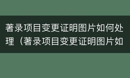 著录项目变更证明图片如何处理（著录项目变更证明图片如何处理掉）