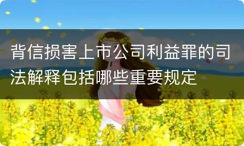 背信损害上市公司利益罪的司法解释包括哪些重要规定