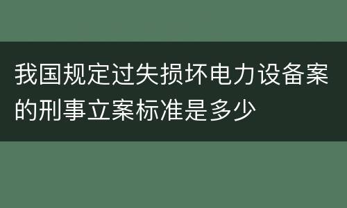 我国规定过失损坏电力设备案的刑事立案标准是多少