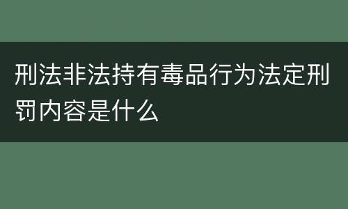 刑法非法持有毒品行为法定刑罚内容是什么