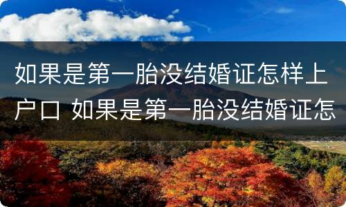 如果是第一胎没结婚证怎样上户口 如果是第一胎没结婚证怎样上户口呢