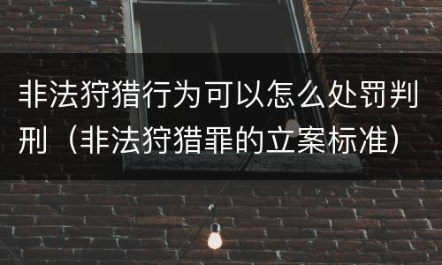 非法狩猎行为可以怎么处罚判刑（非法狩猎罪的立案标准）