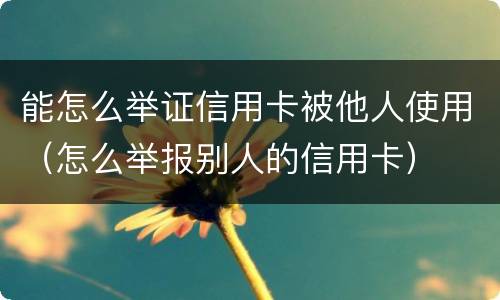 能怎么举证信用卡被他人使用（怎么举报别人的信用卡）