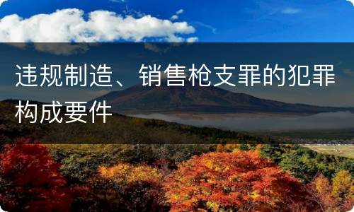 违规制造、销售枪支罪的犯罪构成要件