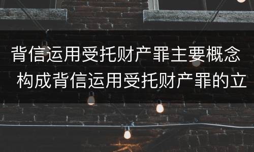 背信运用受托财产罪主要概念 构成背信运用受托财产罪的立案标准是