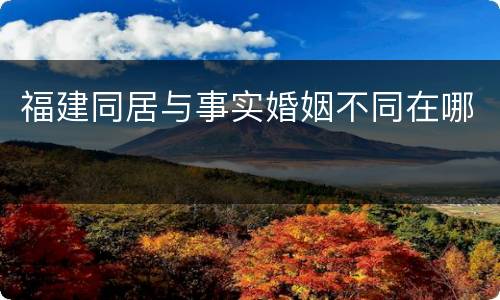 福建同居与事实婚姻不同在哪