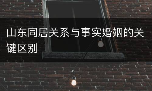 山东同居关系与事实婚姻的关键区别