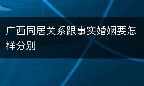 广西同居关系跟事实婚姻要怎样分别