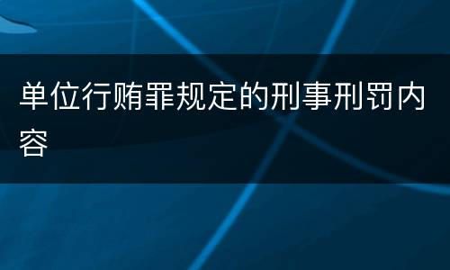 单位行贿罪规定的刑事刑罚内容