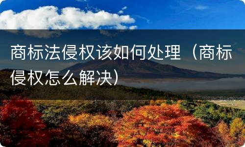 商标法侵权该如何处理（商标侵权怎么解决）