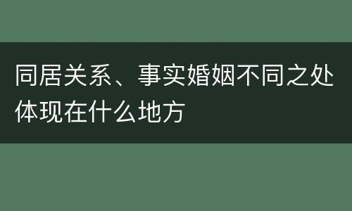 同居关系、事实婚姻不同之处体现在什么地方