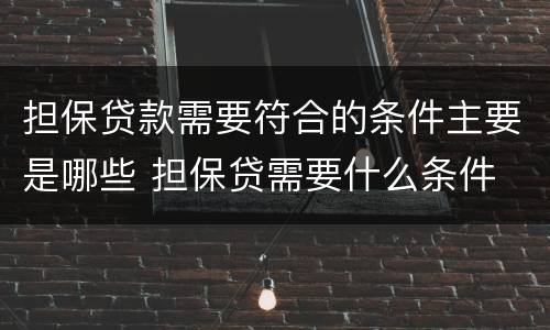 担保贷款需要符合的条件主要是哪些 担保贷需要什么条件