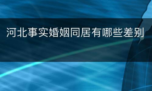 河北事实婚姻同居有哪些差别