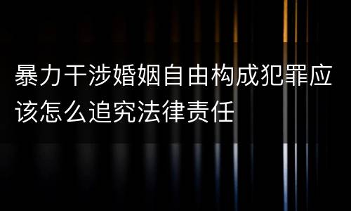 暴力干涉婚姻自由构成犯罪应该怎么追究法律责任