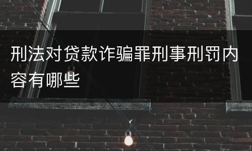刑法对贷款诈骗罪刑事刑罚内容有哪些