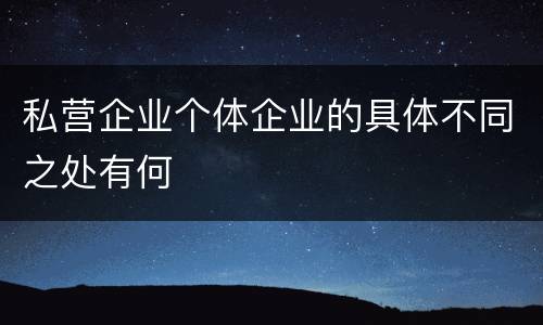 私营企业个体企业的具体不同之处有何