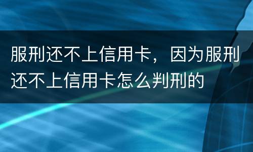 服刑还不上信用卡，因为服刑还不上信用卡怎么判刑的