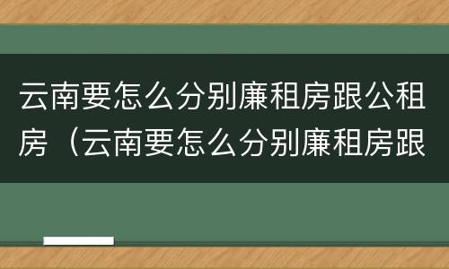 云南要怎么分别廉租房跟公租房（云南要怎么分别廉租房跟公租房呢）