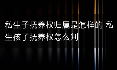 私生子抚养权归属是怎样的 私生孩子抚养权怎么判