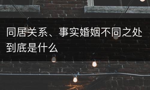 同居关系、事实婚姻不同之处到底是什么