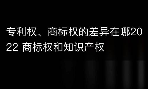 专利权、商标权的差异在哪2022 商标权和知识产权