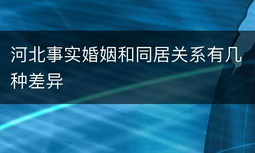 河北事实婚姻和同居关系有几种差异