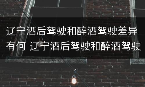 辽宁酒后驾驶和醉酒驾驶差异有何 辽宁酒后驾驶和醉酒驾驶差异有何区别