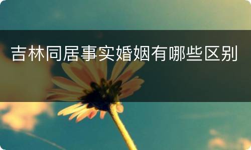 吉林同居事实婚姻有哪些区别