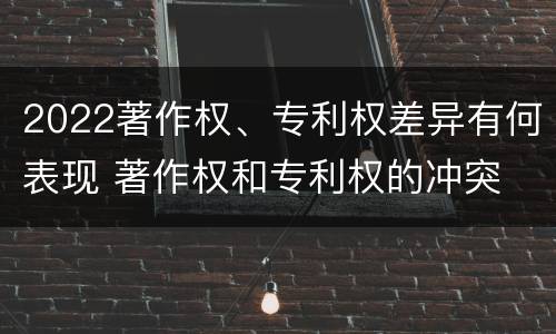 2022著作权、专利权差异有何表现 著作权和专利权的冲突