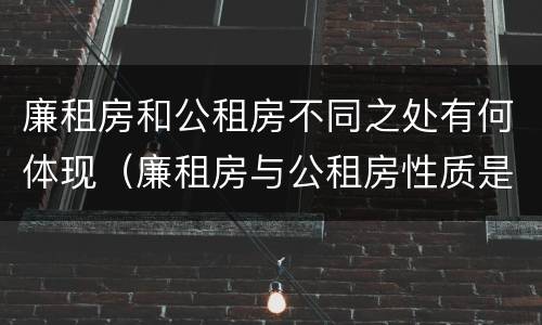 廉租房和公租房不同之处有何体现（廉租房与公租房性质是一样的吗）