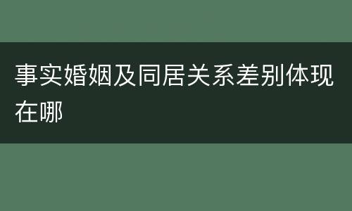 事实婚姻及同居关系差别体现在哪 事实婚姻及同居关系差别体现在哪