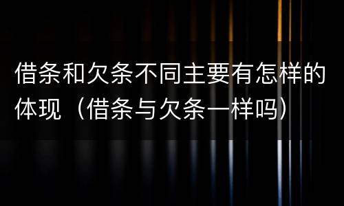 借条和欠条不同主要有怎样的体现（借条与欠条一样吗）