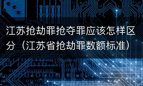 江苏抢劫罪抢夺罪应该怎样区分（江苏省抢劫罪数额标准）