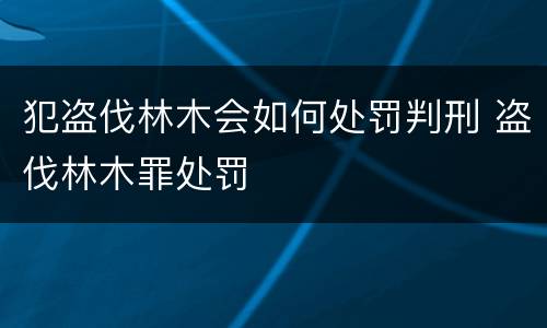 犯盗伐林木会如何处罚判刑 盗伐林木罪处罚