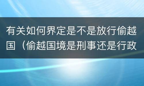 有关如何界定是不是放行偷越国（偷越国境是刑事还是行政）