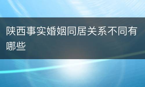 陕西事实婚姻同居关系不同有哪些