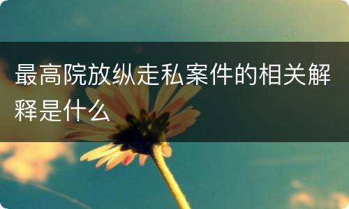 最高院放纵走私案件的相关解释是什么