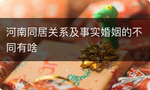 河南同居关系及事实婚姻的不同有啥