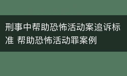 刑事中帮助恐怖活动案追诉标准 帮助恐怖活动罪案例