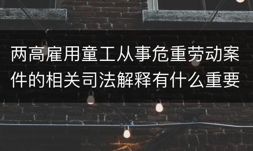 两高雇用童工从事危重劳动案件的相关司法解释有什么重要内容