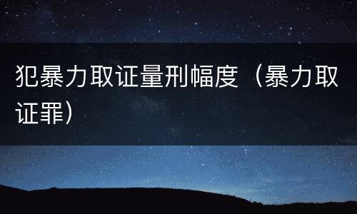 犯暴力取证量刑幅度（暴力取证罪）