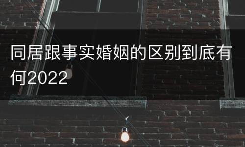 同居跟事实婚姻的区别到底有何2022