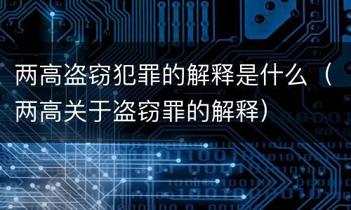 两高盗窃犯罪的解释是什么（两高关于盗窃罪的解释）