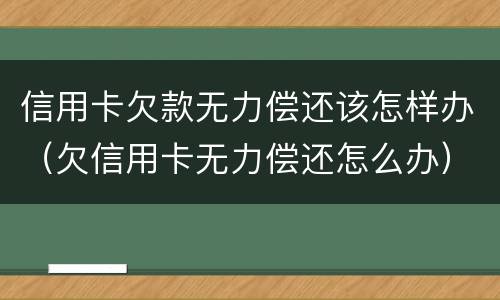 信用卡欠款无力偿还该怎样办（欠信用卡无力偿还怎么办）