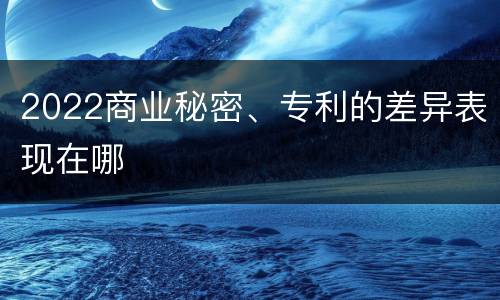 2022商业秘密、专利的差异表现在哪