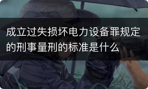 成立过失损坏电力设备罪规定的刑事量刑的标准是什么