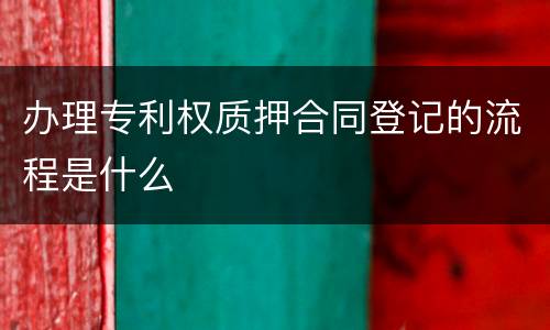 办理专利权质押合同登记的流程是什么